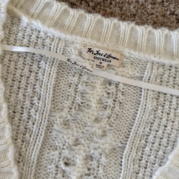 For Love & Lemons Mollie Cropped Cardigan Sweater Cream size Medium - Picture 10 of 12